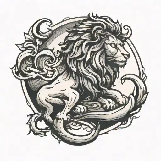 Lion And Crescent Moon