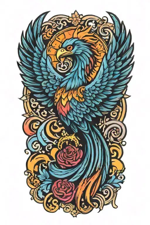 Polish Brush With Colorful Majestic Phoenix Rising