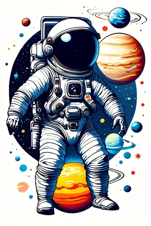 Space Astronaut And Planets