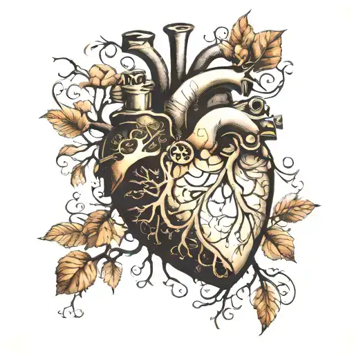 Steam Punk Human Heart With Tree Of Life