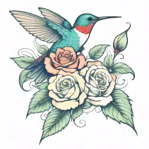 Humming Bird Roses Clouds