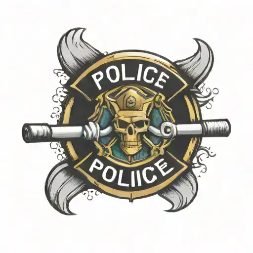 Combine A Weightlifting Barbell With A Police Badge Design