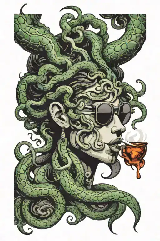 Medusa Sunglasses Cigarette Being Consumed