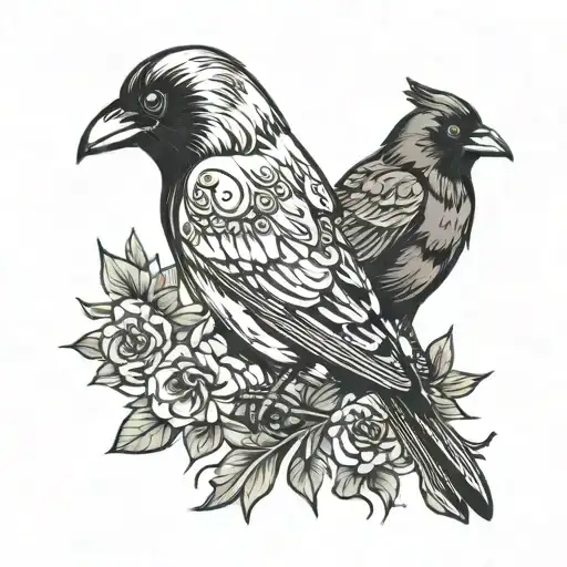 Crow And Cardinal