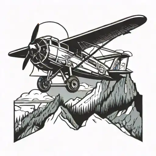 Stol Aircraft Flying Over A Mountain