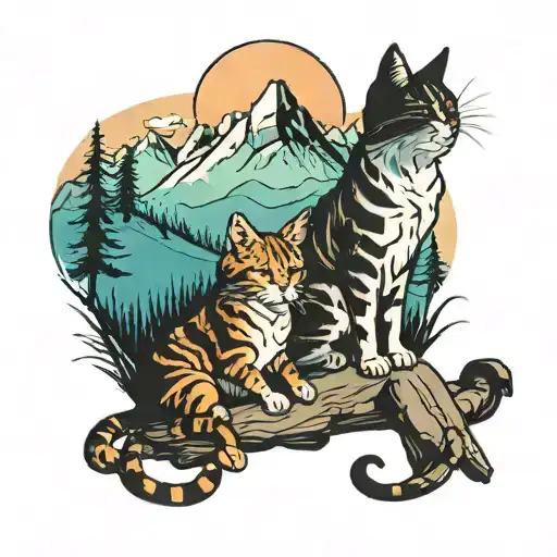 Cats In Mountain Range