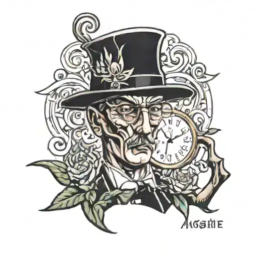 A Black Tattoo Of The Therapist From Magritte In The Arm