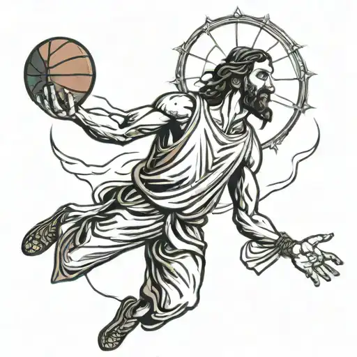 Jesus Praying Basketball Player Dunking