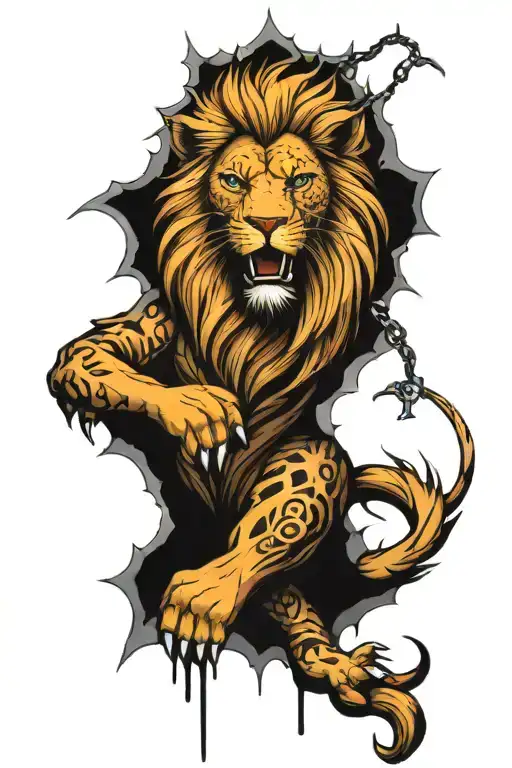 Fierce Lion Breaking Out Of Jail Cell