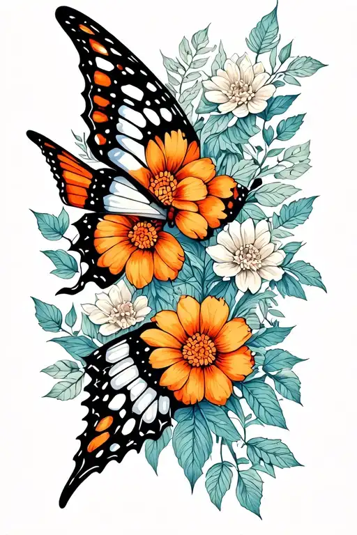 Long Lines Floral Honeycomb Unique Forest Butterfly