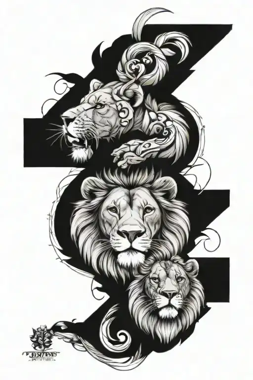 Lion Male Femal E Faces Merged Together