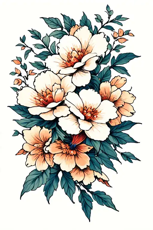 Japanese Flowers Intertwined