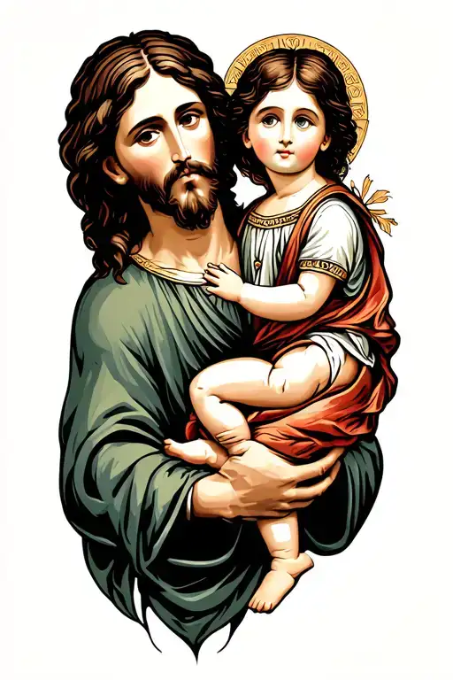 Jesus Holding Baby Girl