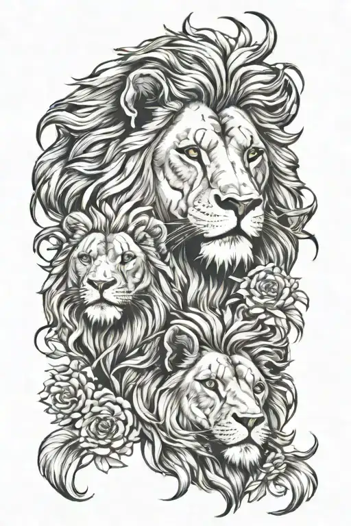 Realistic Tattoo Lion Male And Female