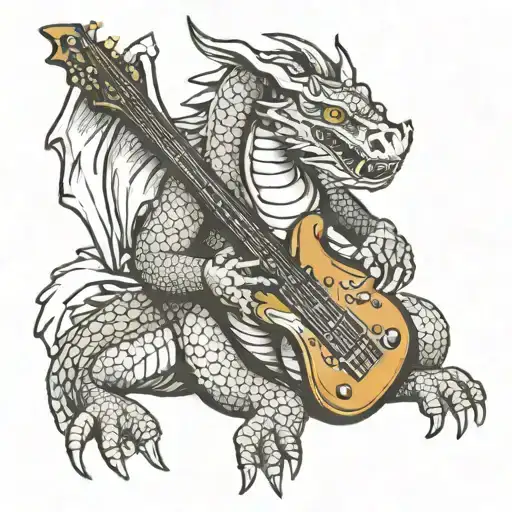 Dragon Playing A Bass Guitar
