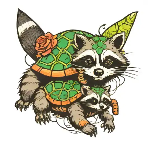 Raccoon And Turtle