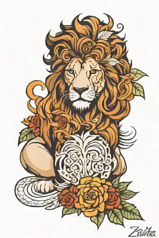 Something With A Lion As Meaning For My Mother With Her Name Zaneta