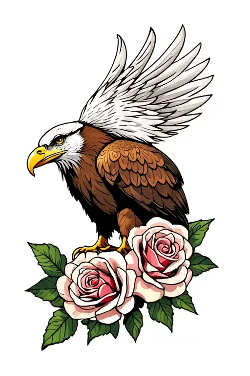 Bald Eagle With Roses