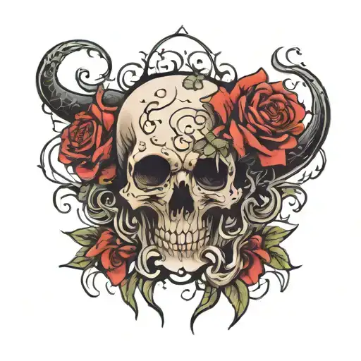 Rose And Skull And Demon