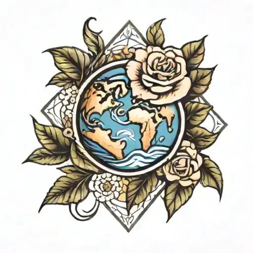 Earth With Rose Intertwined