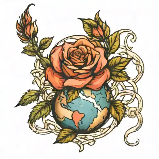 Earth With Rose Intertwined