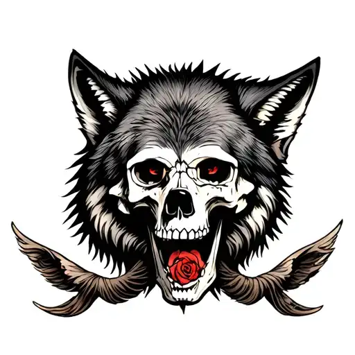 Wolf And Skull Wearing