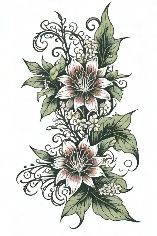 Nordic Runes And Lycoris Radiata Flower