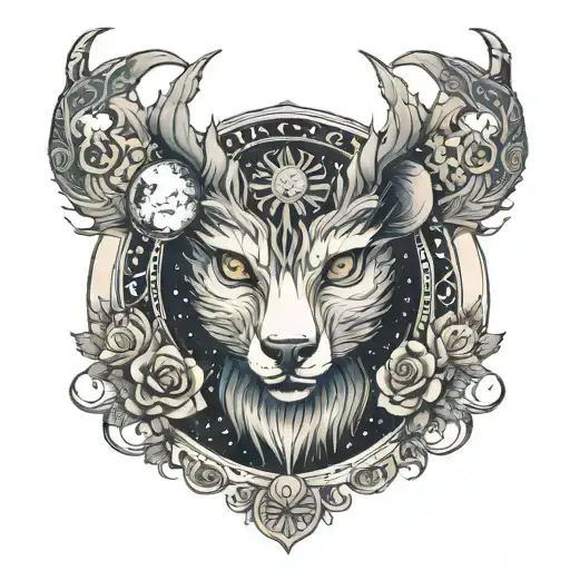 Dear Head With Moon Surrounded