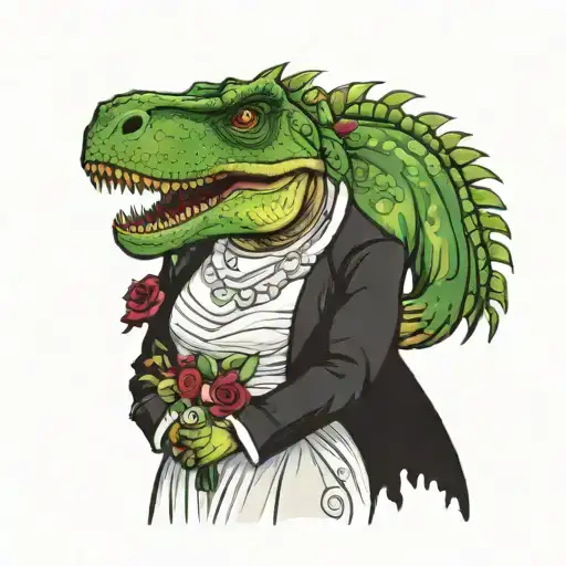 T-rex In Wedding Dress
