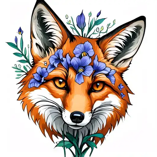 Fox With Irises