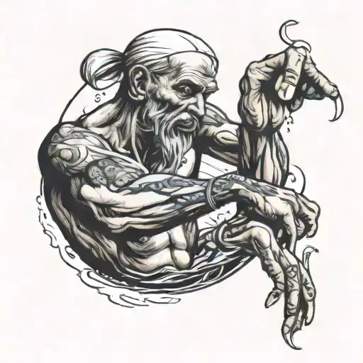 Starving Man Reaching For Water