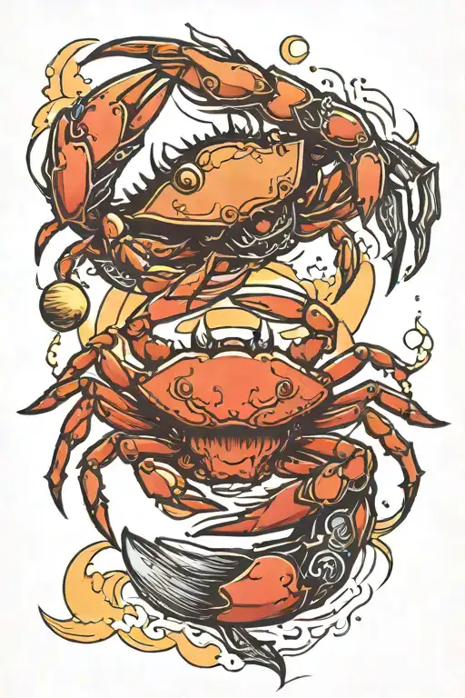 Crab Holding The Sun And Moon
