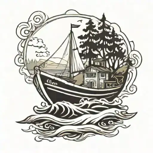 River Negative Space Boat