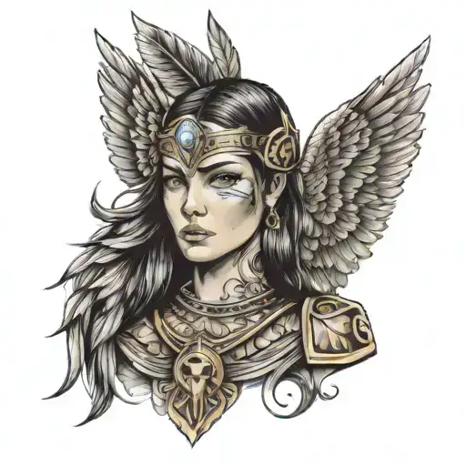 Valkyrie Woman Face Powerful Eyes