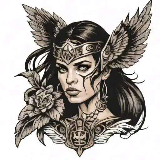 Valkyrie Woman Face Powerful Eyes