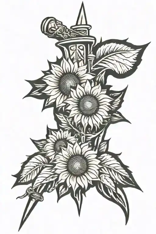 Sunflower Hearts And Dagger