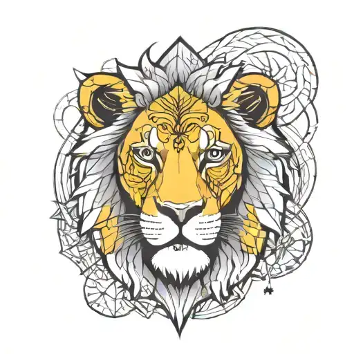 Lion Face And Geometry Spirit Totem