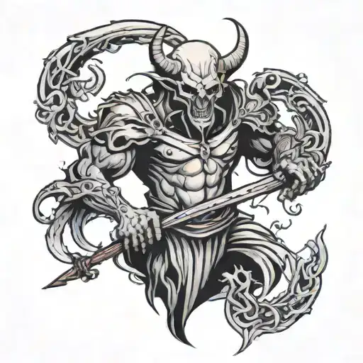A Demon Holding A Scythe