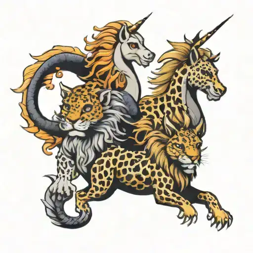 A Unicorn And A Dragon And A Lion And Leopard