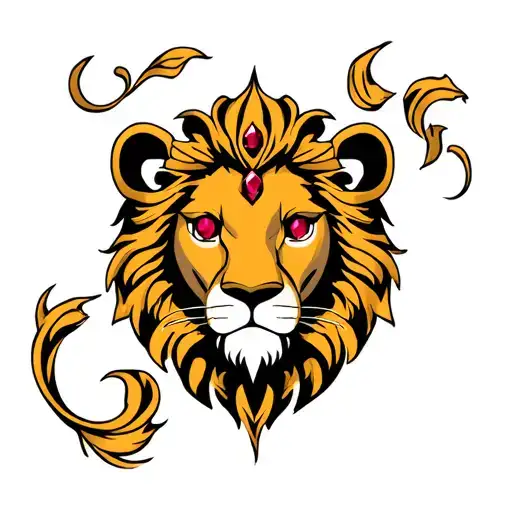 Lion With Ruby Jewels Eyes