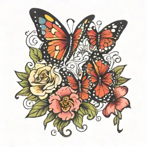Butterflies Within Flowers With The Word Slut Hidden In The Design