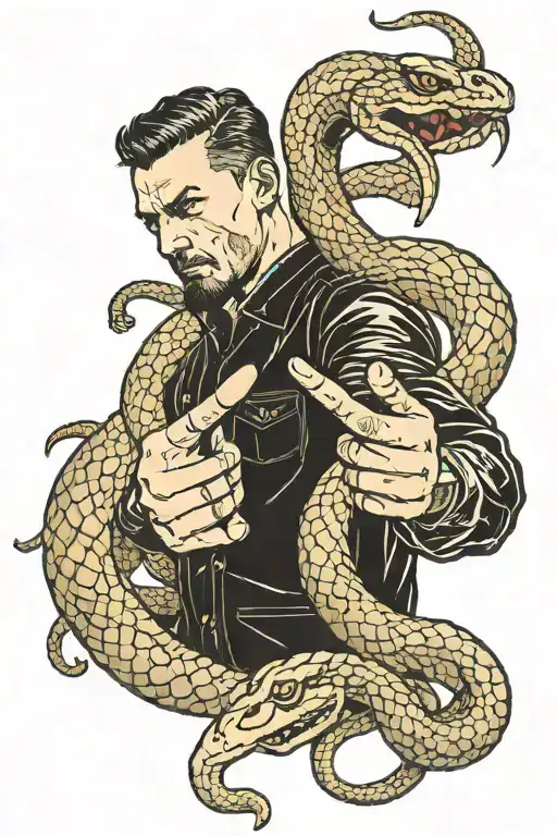 Adam Hands Pointing Towards Snake Hissing
