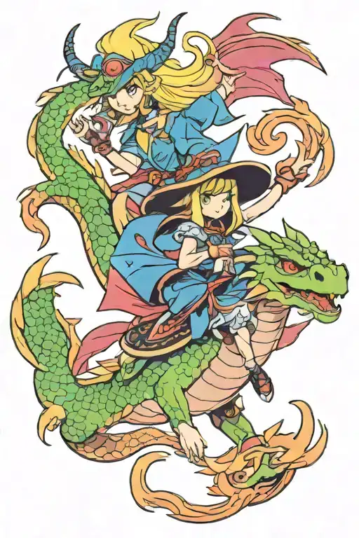Dark Magician Girl Riding A Dragon