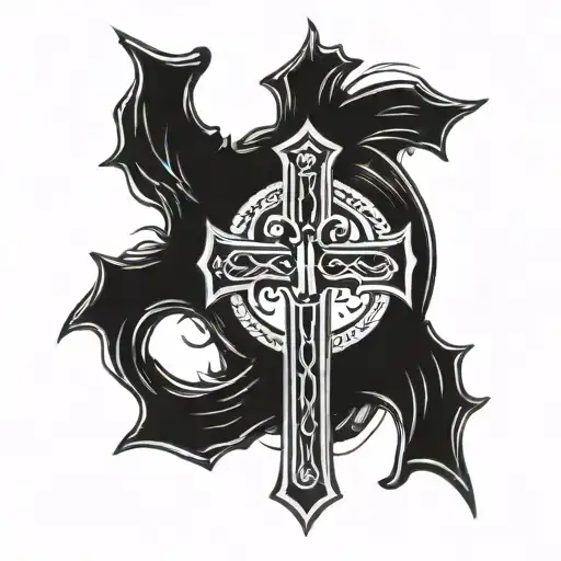 Black Cross With Roman Numerals Carved Into It