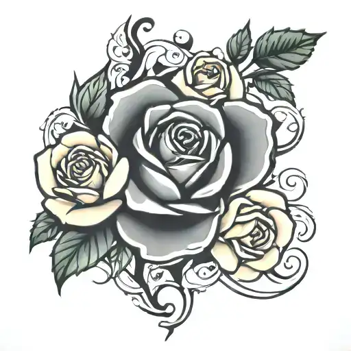 Rose With M And J Intitial Inside It