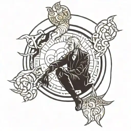 Adam And God Hand With Lines Around In A Circle