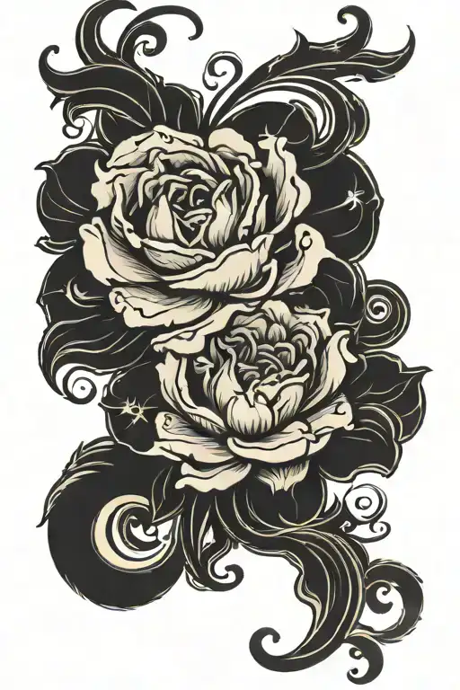 Free Hand Art Tattoo With Black And Bliue Color