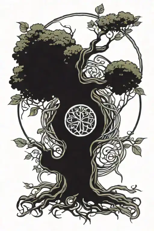 Bowen Knot Intertwined With Tree Of Life Intertwined