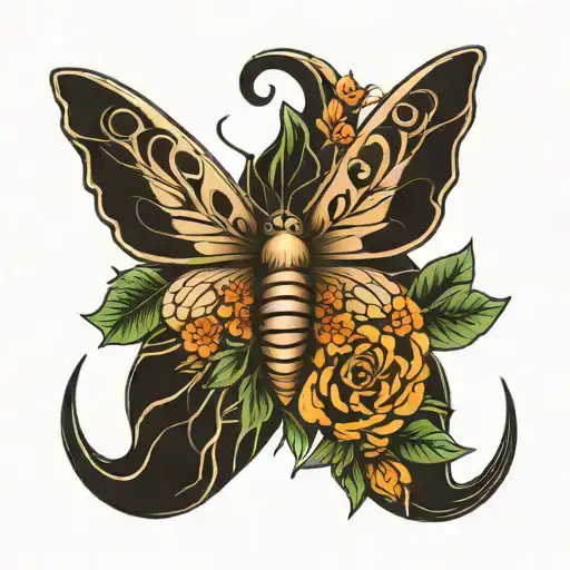 Moth Sun Moon Botanical Spine