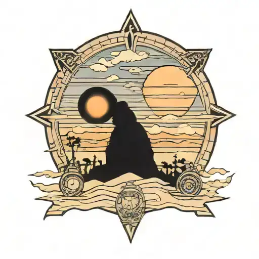 Two Suns Sunset In The Horizon Of Tatooine